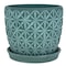 Trendspot Trendspot Tribeca 7.3 in. H X 8.3 in. W X 8.3 in. D X 8 in. D Ceramic Planter Teal CR01178S-08G - alternate 1